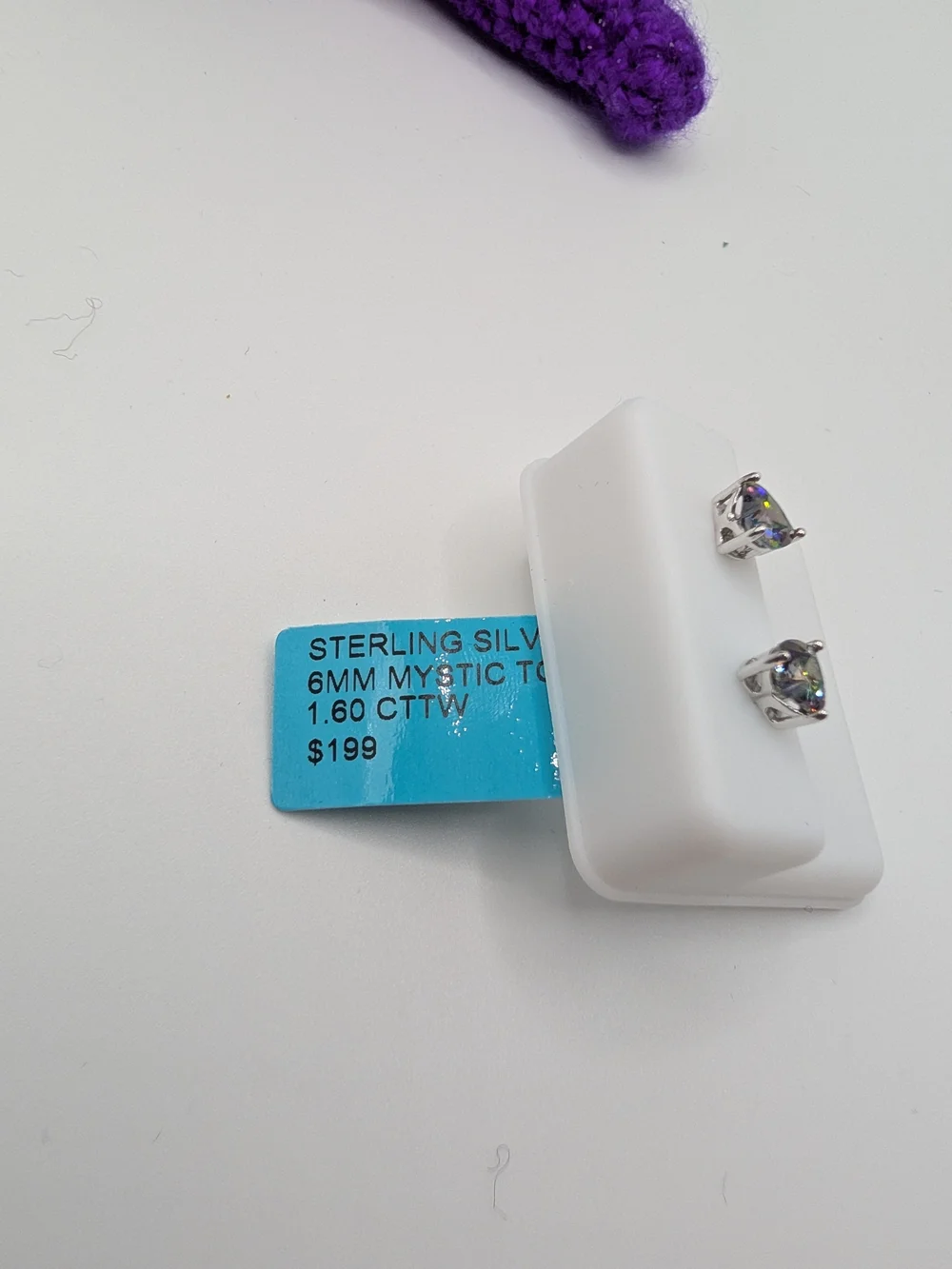 NWT Sterling Silver 6mm Heart Mystic Topaz Stud Earrings 1.60 CTTW